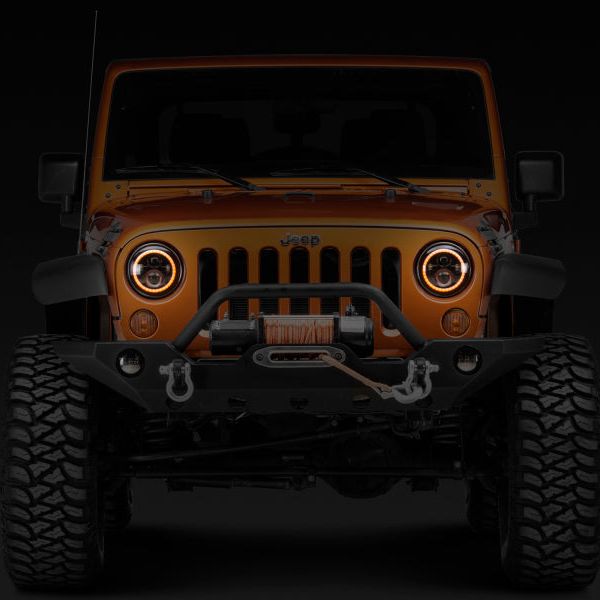 Raxiom 97-18 Jeep Wrangler TJ/JK Axial Halo Headlights w/ DRL Amber Signals- Blk Hsng (Clear Lens) - SMINKpower Performance Parts RAXJ108037 Raxiom