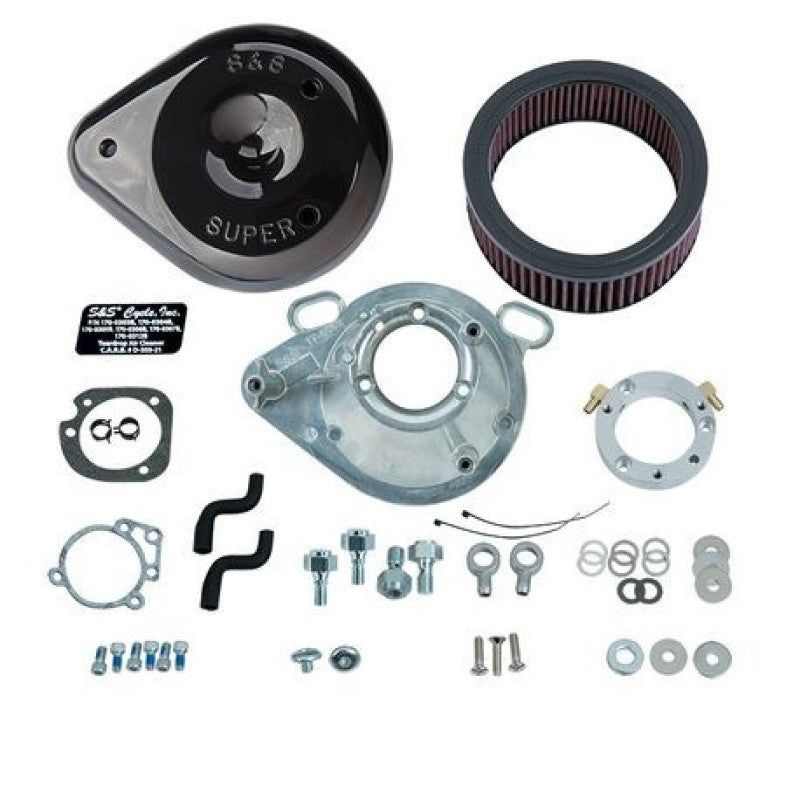 S&S Cycle 01-17 Stock EFI BT Models Teardrop Air Cleaner Kit - Gloss Black - SMINKpower Performance Parts SSC170-0304B S&S Cycle