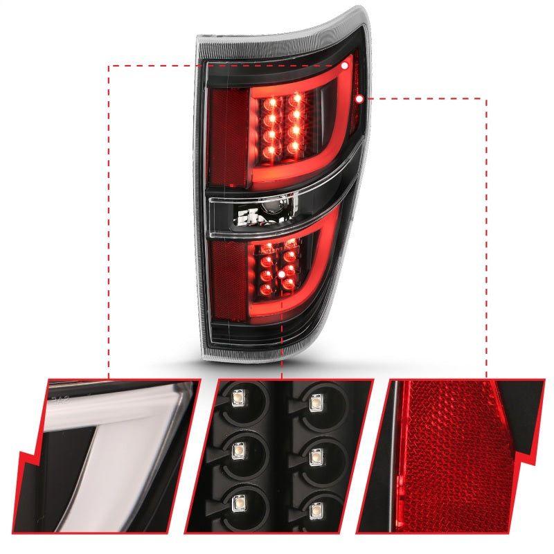 ANZO 2009-2013 Ford F-150 LED Taillights Black-Tail Lights-ANZO-ANZ311257-SMINKpower Performance Parts