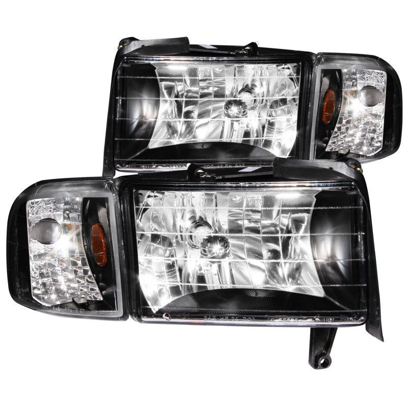 ANZO 1994-2001 Dodge Ram Crystal Headlights Black-Headlights-ANZO-ANZ111067-SMINKpower Performance Parts