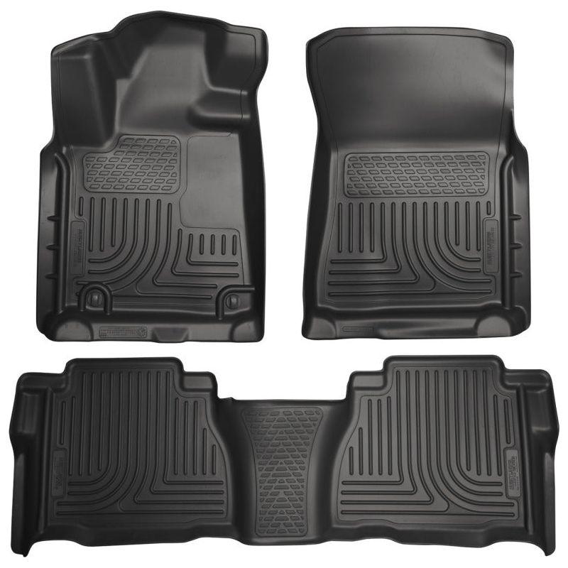 Husky Liners 07-11 Toyota Tundra Double/CrewMax Cab WeatherBeater Combo Black Floor Liners-Floor Mats - Rubber-Husky Liners-HSL98581-SMINKpower Performance Parts