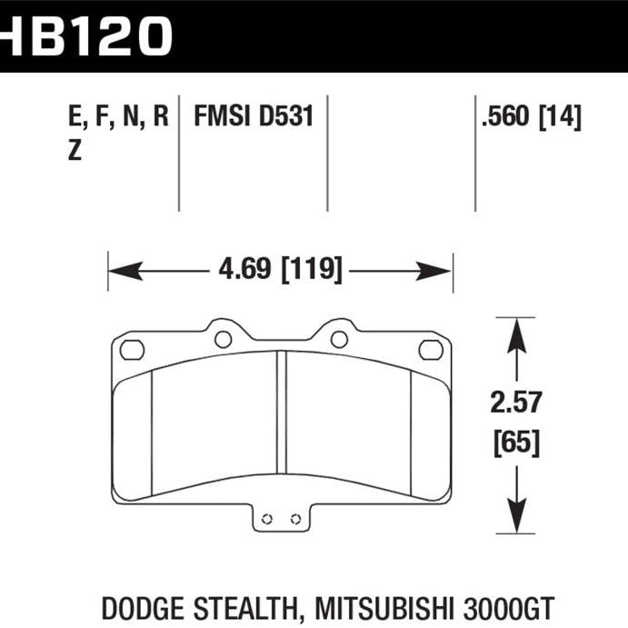 Hawk Mitsubishi 3000 GT VR4/ Dodge Stealth R/T 4WD Performance Ceramic Street Front Brake Pads - SMINKpower Performance Parts HAWKHB120Z.560 Hawk Performance