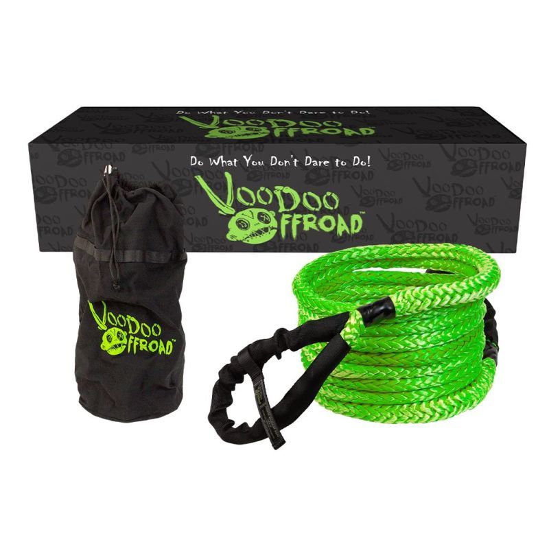 Voodoo Offroad 2.0 Santeria Series 3/4in x 30 ft Kinetic Recovery Rope with Rope Bag - Green - SMINKpower Performance Parts VOO1300009A Voodoo Offroad
