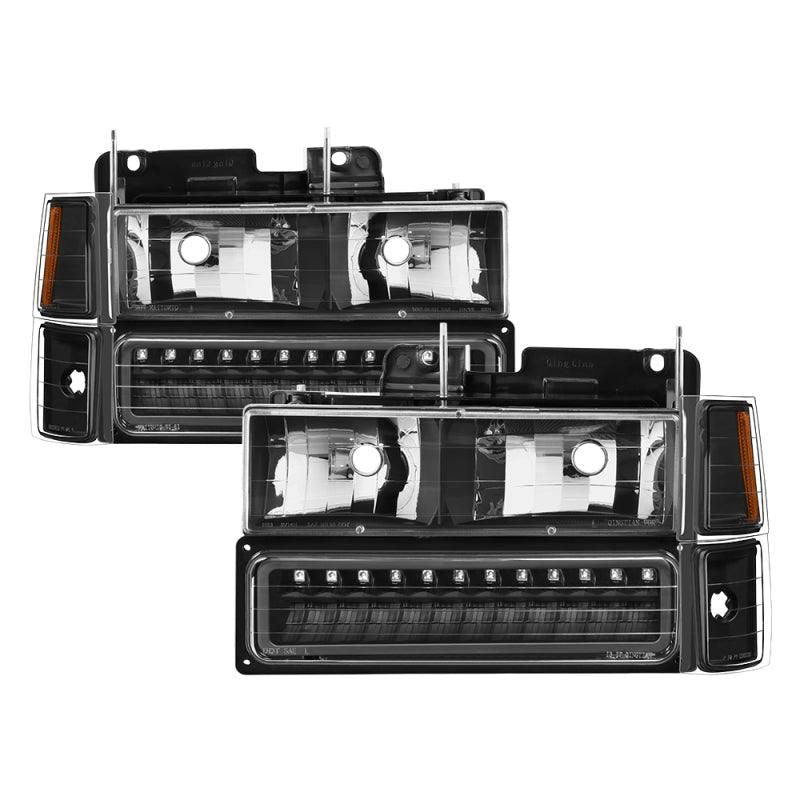 Xtune 92-94 Blazer Full Size Corner/LED Bumper Headlights Black HD-JH-CCK88-LED-AM-BK-SET - SMINKpower Performance Parts SPY5069542 SPYDER