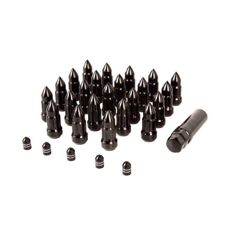 Rugged Ridge Bullet Lug Nut and Valve Stem Cap Kit Black 1/2-20-Lug Nuts-Rugged Ridge-RUG16715.27-SMINKpower Performance Parts