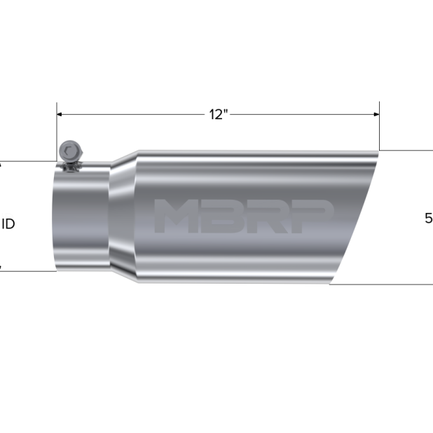 MBRP Universal Tip 5 O.D. Angled Single Walled 4 inlet 12 length-Steel Tubing-MBRP-MBRPT5052-SMINKpower Performance Parts