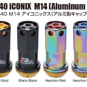 Project Kics 14X1.50 Neochrome R40 Iconix Lug Nuts (Black Cap) - 20 Pcs - SMINKpower Performance Parts PJKWRIA14NK Project Kics