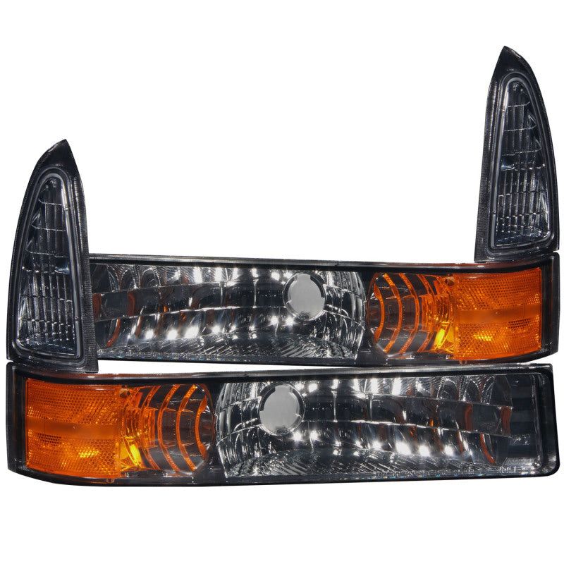 ANZO 2000-2004 Ford Excursion Euro Parking Lights Smoke w/ Amber Reflector-Lights Corner-ANZO-ANZ511041-SMINKpower Performance Parts