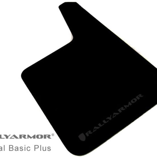Rally Armor Universal Fit (No Hardware) Basic Plus Black Mud Flap w/ Black Logo