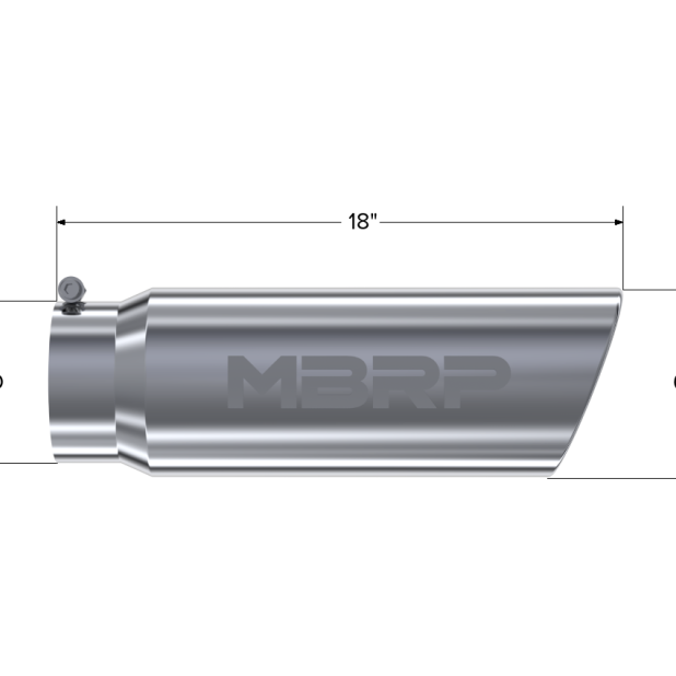 MBRP Universal Tip 6in OD Angled Rolled End 5in Inlet 18in Lgth T304 Exhaust-Steel Tubing-MBRP-MBRPT5125-SMINKpower Performance Parts