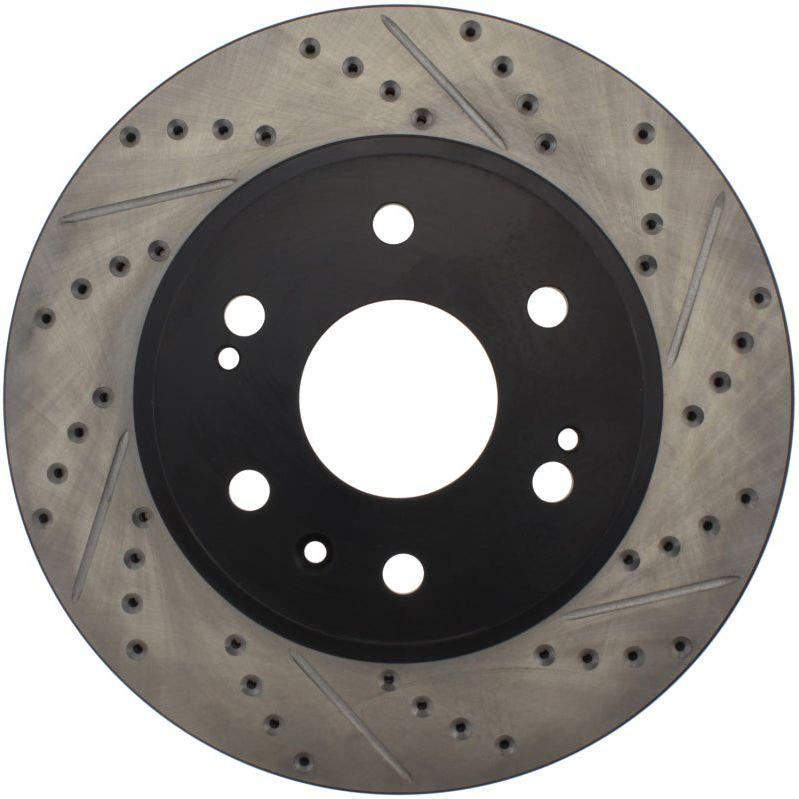 StopTech 05-10 GMC Sierra 1500 (w Rear Drum) / 07-09 GMC Yukon Front Left Slotted & Drilled Rotor-Brake Rotors - Slot & Drilled-Stoptech-STO127.66057L-SMINKpower Performance Parts