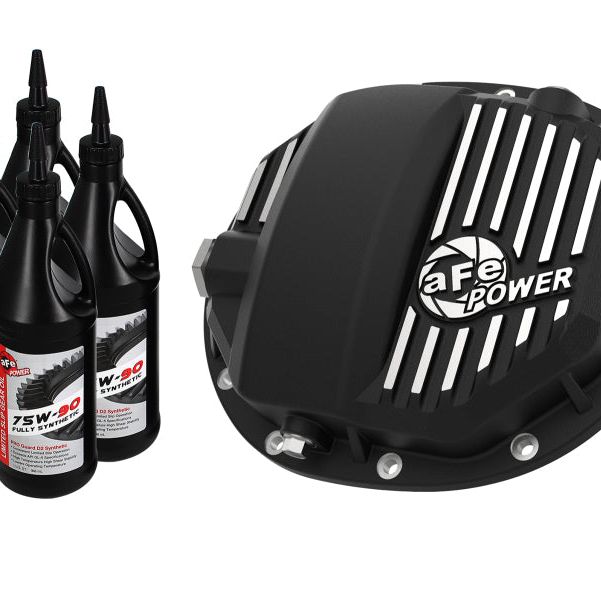 aFe Pro Series AAM 9.5/9.76 Rear Diff Cover Black w/Mach Fins & Oil 14-19 GM Silverado/Sierra 1500 - SMINKpower Performance Parts AFE46-71121B aFe