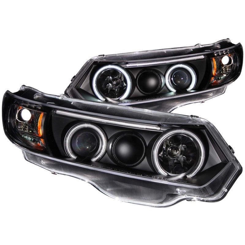 ANZO 2006-2011 Honda Civic Projector Headlights w/ Halo Black (CCFL)-Headlights-ANZO-ANZ121062-SMINKpower Performance Parts