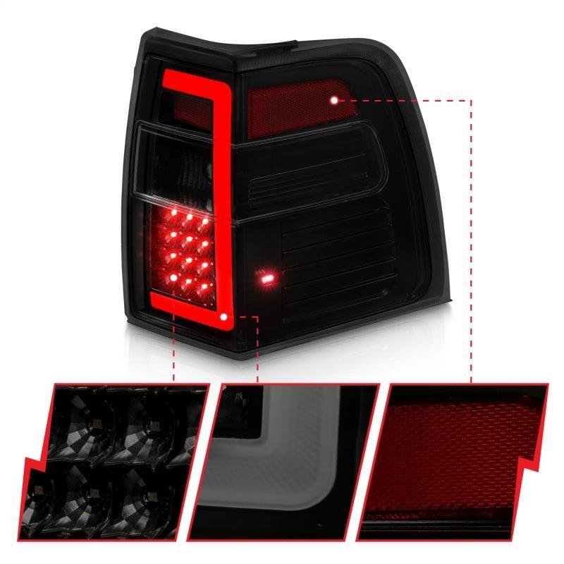 ANZO 07-17 Ford Expedition LED Taillights w/ Light Bar Black Housing Smoke Lens - SMINKpower Performance Parts ANZ311409 ANZO