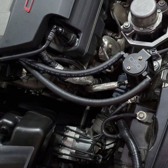 J&L 14-19 Chevrolet Corvette LT1 6.2L Driver Side Oil Separator 3.0 - Black Anodized-Oil Separators-J&L-JLT3087D-B-SMINKpower Performance Parts
