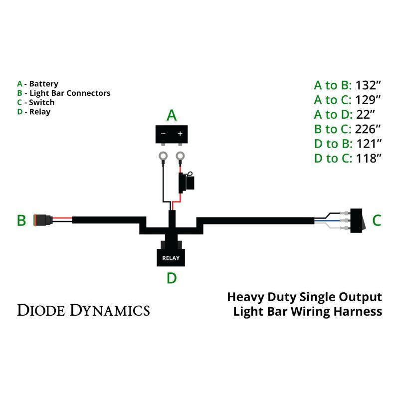 Diode Dynamics Heavy Duty (Single) Output Light Bar Wiring Harness - SMINKpower Performance Parts DIODD4031 Diode Dynamics