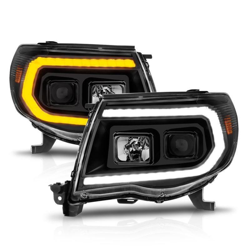 ANZO 05-11 Toyota Tacoma Projector Headlights w/Light Bar Switchback Black Housing - SMINKpower Performance Parts ANZ111564 ANZO