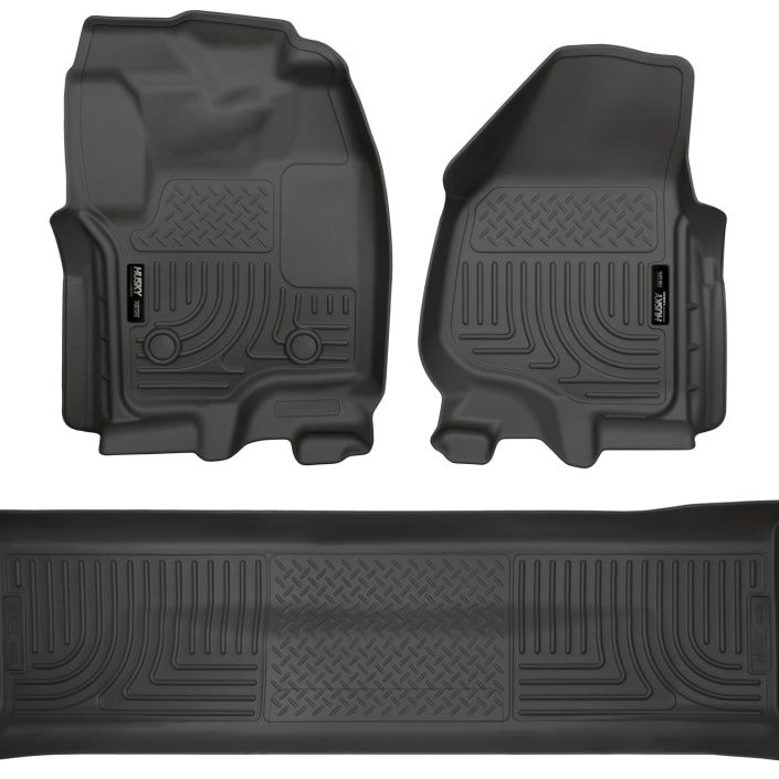 Husky Liners 2012.5 Ford SD Crew Cab WeatherBeater Combo Black Floor Liners (w/o Manual Trans Case)-Floor Mats - Rubber-Husky Liners-HSL99711-SMINKpower Performance Parts