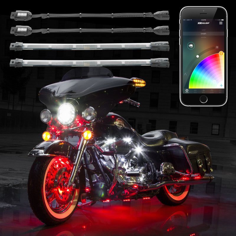 XK Glow Strip Million Color XKCHROME Smartphone App ATV/Motorcycle LED Light Kit 6xPod + 2x10In - SMINKpower Performance Parts XKGKS-MOTO-MINI XKGLOW