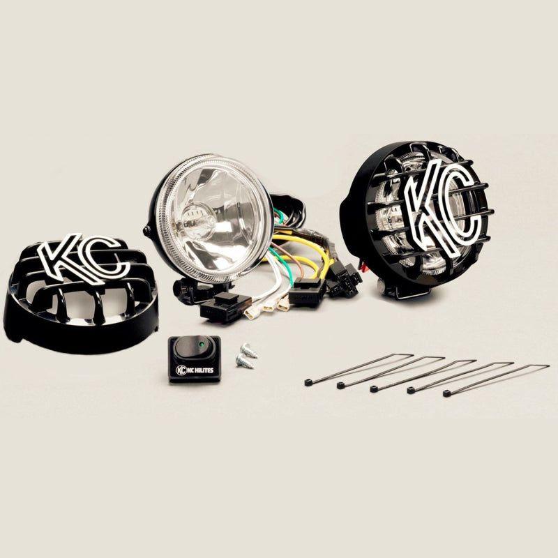 KC HiLiTES Rally 400 4in. Round Halogen Light 55w Spread Beam (Pair Pack System) - Black-Light Bars & Cubes-KC HiLiTES-KCL490-SMINKpower Performance Parts