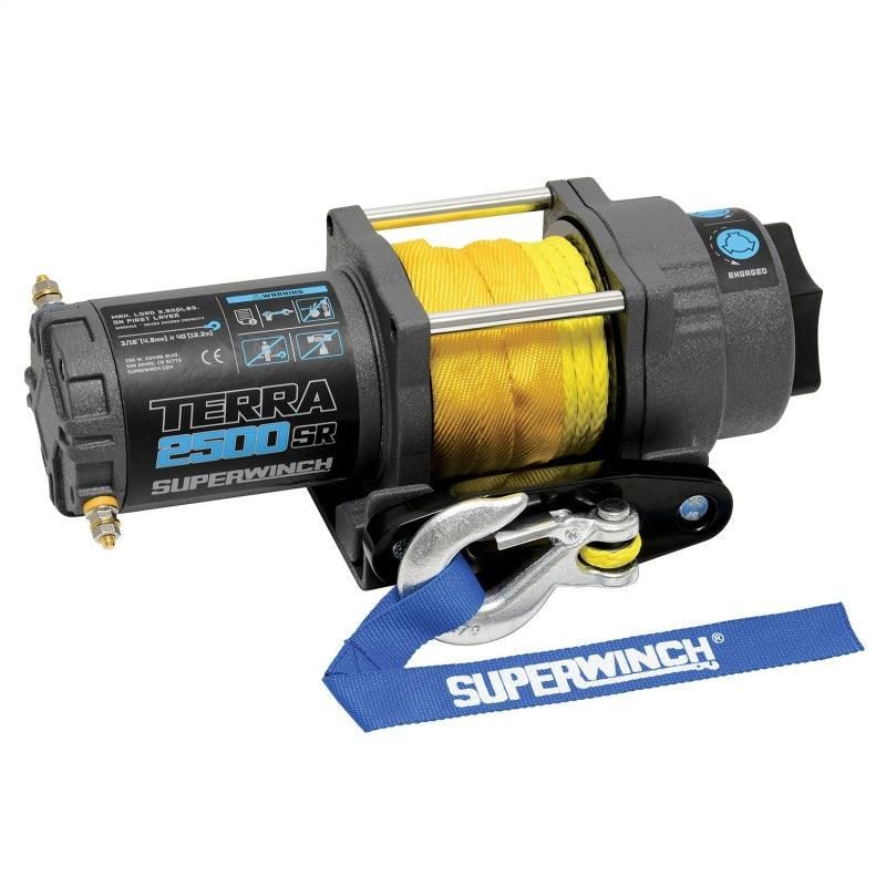 Superwinch 2500 LBS 12V DC 3/16in x 40ft Synthetic Rope Terra 2500SR Winch - Gray Wrinkle - SMINKpower Performance Parts SUW1125270 Superwinch