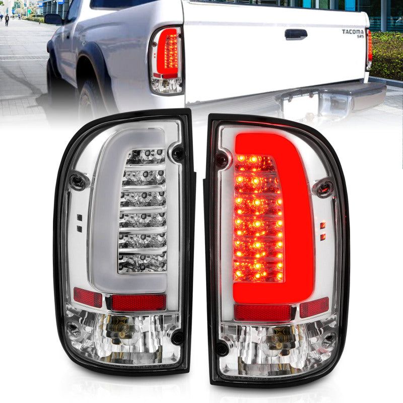 ANZO 95-00 Toyota Tacoma LED Taillights Chrome Housing Clear Lens (Pair)-Tail Lights-ANZO-ANZ311355-SMINKpower Performance Parts