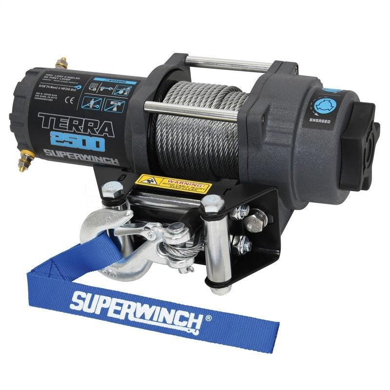 Superwinch 2500 LBS 12V DC 3/16in x 40ft Steel Rope Terra 2500 Winch - Gray Wrinkle - SMINKpower Performance Parts SUW1125260 Superwinch