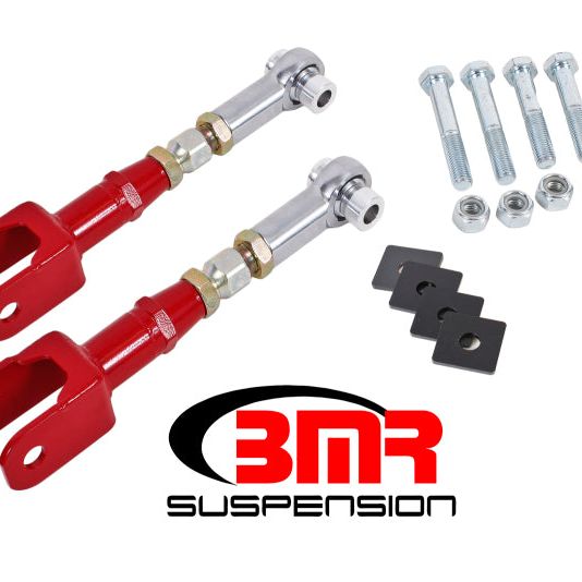 BMR 15-17 S550 Mustang Rear On-Car Adj. Rod Ends Toe Rods - Red-Suspension Arms & Components-BMR Suspension-BMRTR005R-SMINKpower Performance Parts