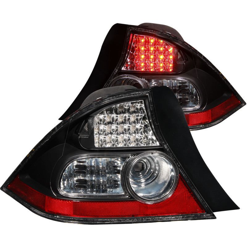 ANZO 2004-2005 Honda Civic LED Taillights Black-Tail Lights-ANZO-ANZ321035-SMINKpower Performance Parts