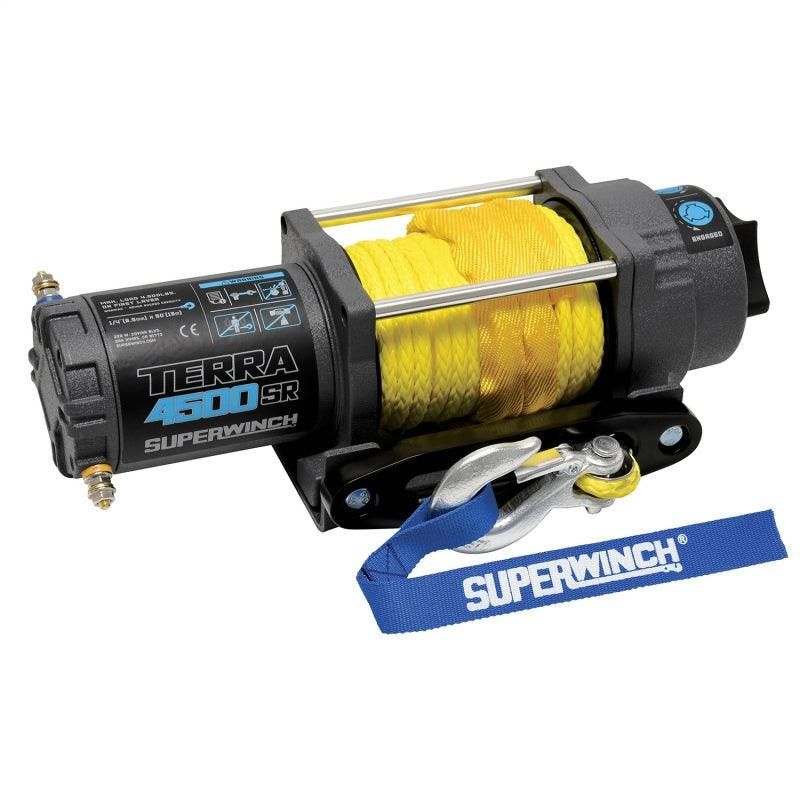Superwinch 4500 LBS 12V DC 1/4in x 50ft Synthetic Rope Terra 4500SR Winch - Gray Wrinkle - SMINKpower Performance Parts SUW1145270 Superwinch