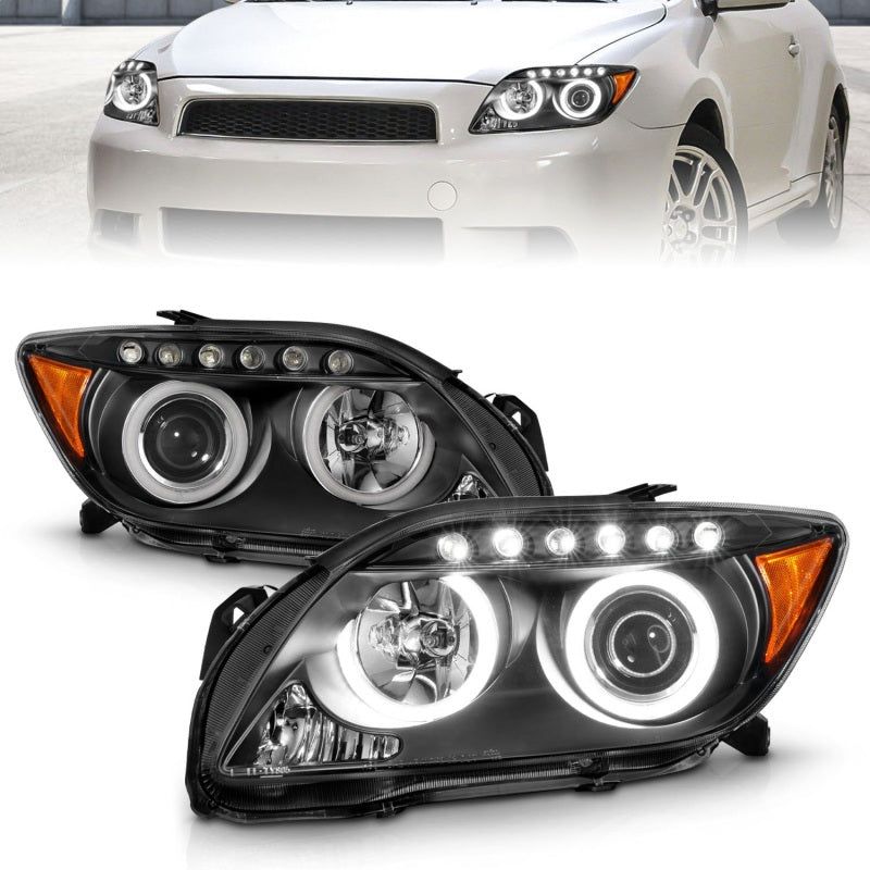 ANZO 2005-2010 Scion Tc Projector Headlights w/ Halo Black (CCFL)-Headlights-ANZO-ANZ121119-SMINKpower Performance Parts