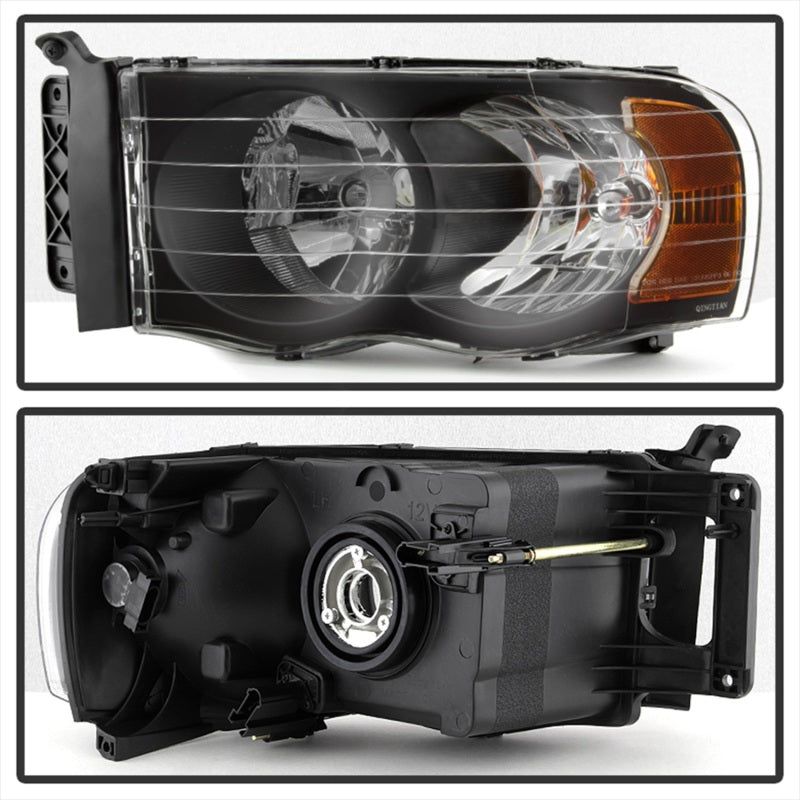Xtune Dodge Ram 1500 02-05 Amber Crystal Headlights Black HD-JH-DR02-AM-BK - SMINKpower Performance Parts SPY5014313 SPYDER