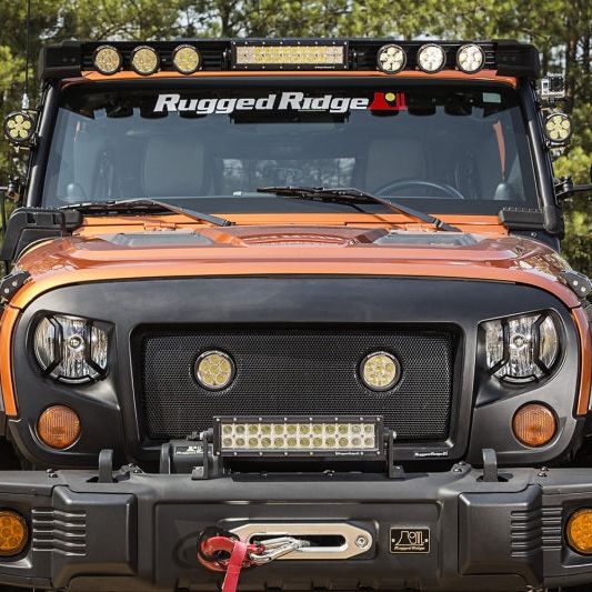 Rugged Ridge 07-18 Jeep Wrangler JK/JKU Textured Black Elite Headlight Euro Guards - SMINKpower Performance Parts RUG11230.12 Rugged Ridge