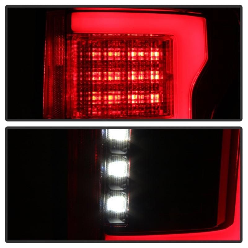Spyder 15-18 Ford F-150 LED Tail Lights (w/Blind Spot) - Red Clear (ALT-YD-FF15015BS-LBLED-RC) - spyder-15-18-ford-f-150-led-tail-lights-w-blind-spot-red-clear-alt-yd-ff15015bs-lbled-rc