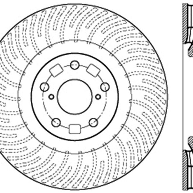 StopTech 11-14 Lexus GS300/350/400/430 (Will Not Fit F Sport) Slotted Sport Front Right Brake Rotor-Brake Rotors - Slotted-Stoptech-STO126.44185SR-SMINKpower Performance Parts