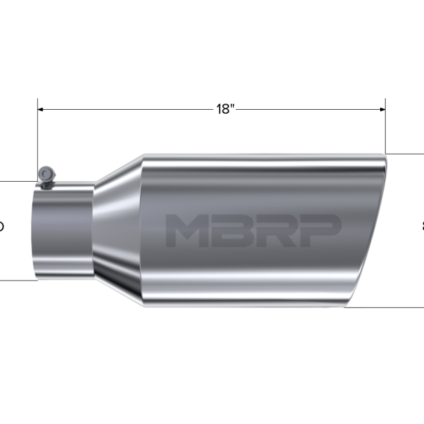 MBRP Universal Tip 8in OD Rolled End 5in Inlet 18in Length T304-Steel Tubing-MBRP-MBRPT5129-SMINKpower Performance Parts