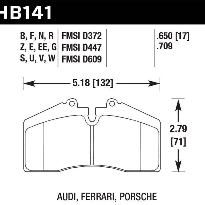 Hawk 94-96 Ferrari 456GT Rear / 91-94 Porsche 911 Rear / 94-98 Porsche 911 Front / 86-91 Porsche 928 - SMINKpower Performance Parts HAWKHB141S.650 Hawk Performance