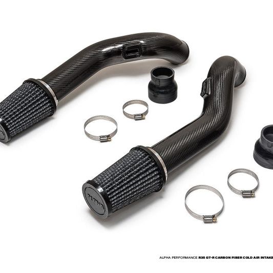 AMS Performance 2009+ Nissan GT-R R35 (CBA/DBA) Alpha Carbon Fiber Intake Pipes for Stock Turbos - SMINKpower Performance Parts AMSALP.07.08.0008-1 AMS