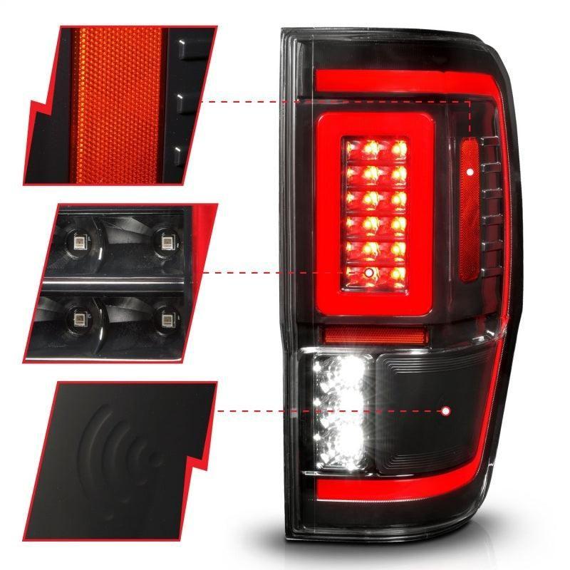 ANZO 19-22 Ford Ranger Full LED Taillights w/ Lightbar Sequential Signal Black Housing/Clear Lens - SMINKpower Performance Parts ANZ311446 ANZO