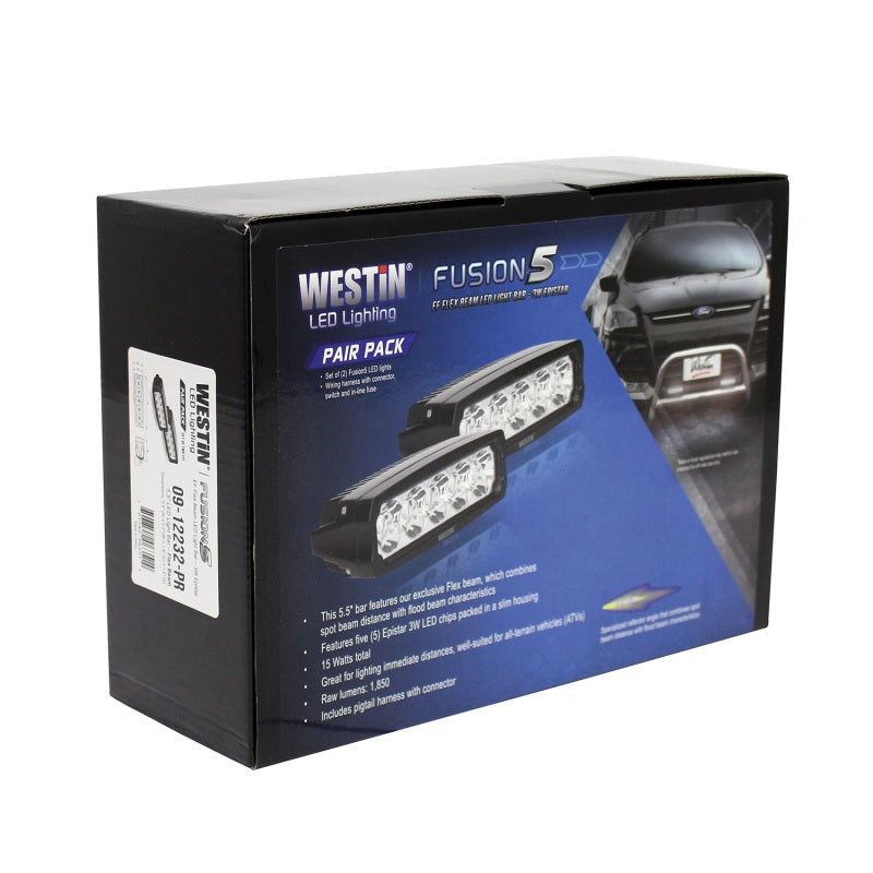 Westin Fusion5 LED Light Bar Single Row 5.5 inch Flex w/3W Epistar (Set of 2) - Black - SMINKpower Performance Parts WES09-12232-PR Westin
