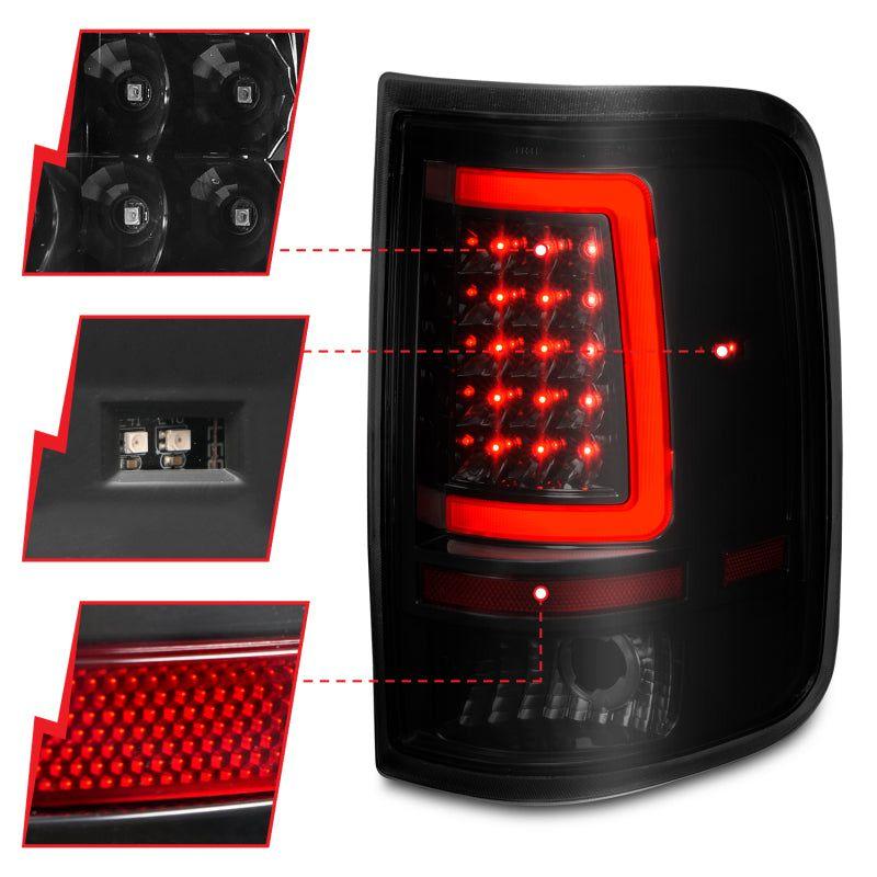 ANZO 2004-2006 Ford F-150 LED Tail Lights w/ Light Bar Black Housing Smoke Lens-Tail Lights-ANZO-ANZ311343-SMINKpower Performance Parts