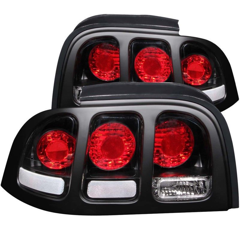 ANZO 1994-1998 Ford Mustang Taillights Black-Tail Lights-ANZO-ANZ221020-SMINKpower Performance Parts