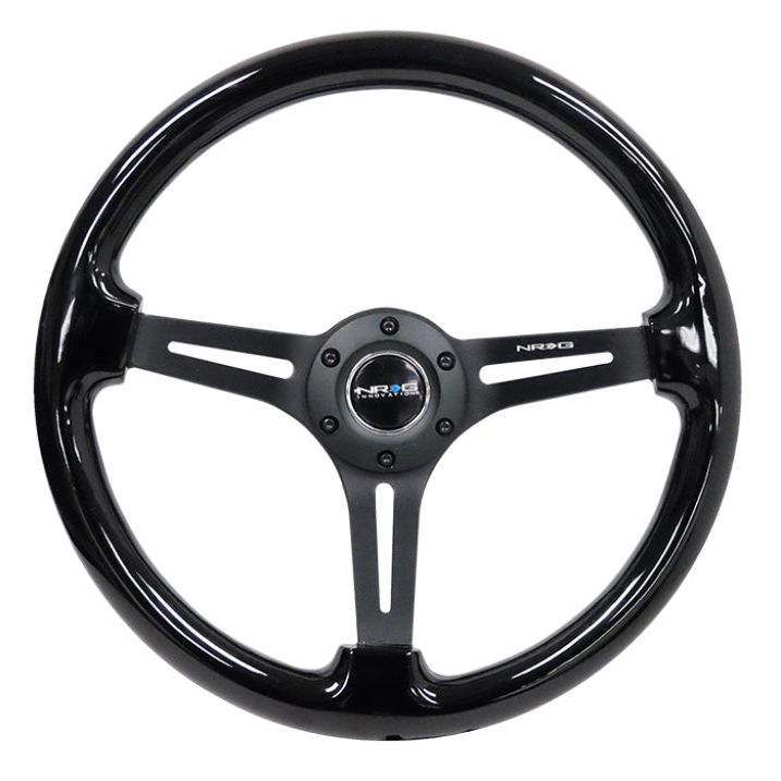 NRG Reinforced Steering Wheel (350mm / 3in. Deep) Blk Wood w/Blk Matte Spoke/Black Center Mark-Steering Wheels-NRG-NRGRST-018BK-BK-SMINKpower Performance Parts
