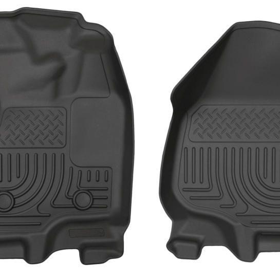 Husky Liners 12-15 Ford Super Duty Crew & Extended Cab WeatherBeater Front Row Black Floor Liners-Floor Mats - Rubber-Husky Liners-HSL18701-SMINKpower Performance Parts