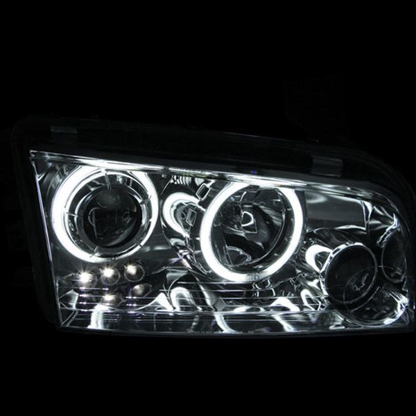 ANZO 2006-2010 Dodge Charger Projector Headlights w/ Halo Chrome (CCFL)-Headlights-ANZO-ANZ121218-SMINKpower Performance Parts