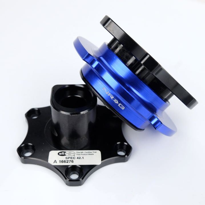 NRG Race Short Hub Datsun - Black Body Blue Ring - SMINKpower Performance Parts NRGSRK-R200BK-BL NRG