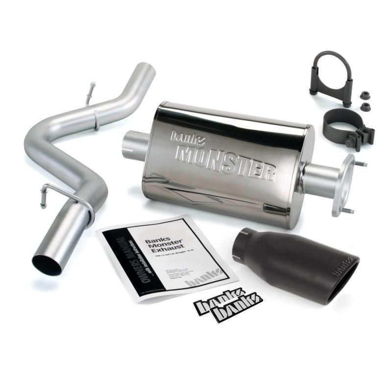 Banks Power 04-06 Jeep 4.0L Wrangler Unlimited Monster Exhaust Sys - SS Single Exhaust w/ Black Tip - SMINKpower Performance Parts GBE51315-B Banks Power