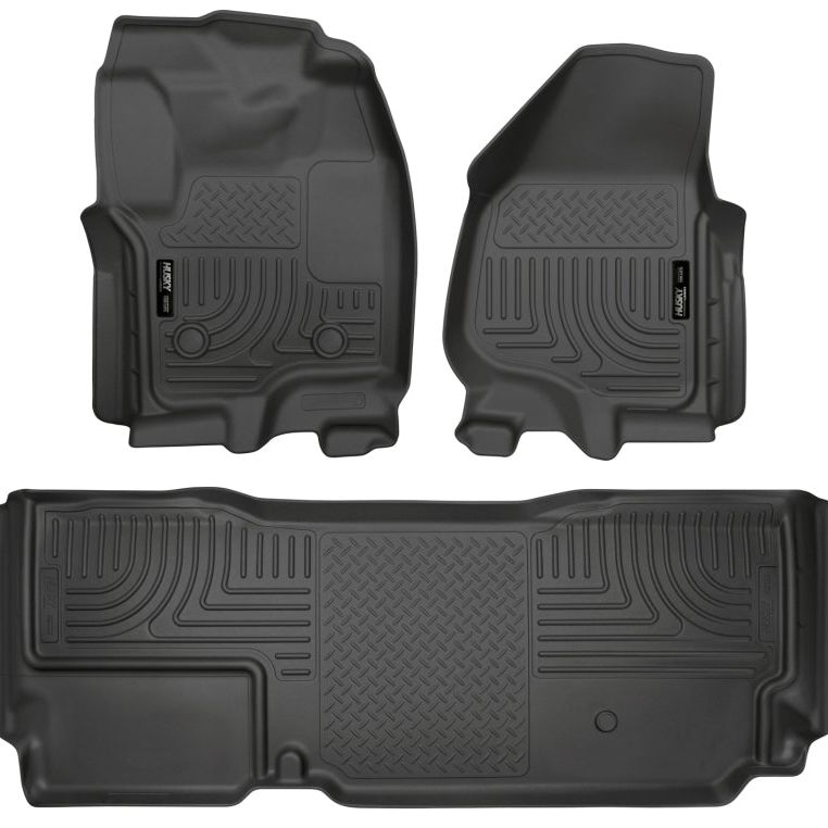 Husky Liners 2012.5 Ford SD Super Cab WeatherBeater Combo Black Floor Liners (w/o Manual Trans Case)-Floor Mats - Rubber-Husky Liners-HSL99721-SMINKpower Performance Parts