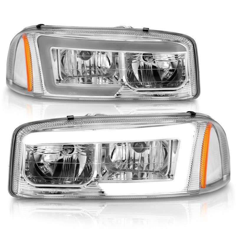 Anzo 99-17 GMC Sierra/Denali Headlights Chrome Amber (w/C Light Bars)-Headlights-ANZO-ANZ111523-SMINKpower Performance Parts