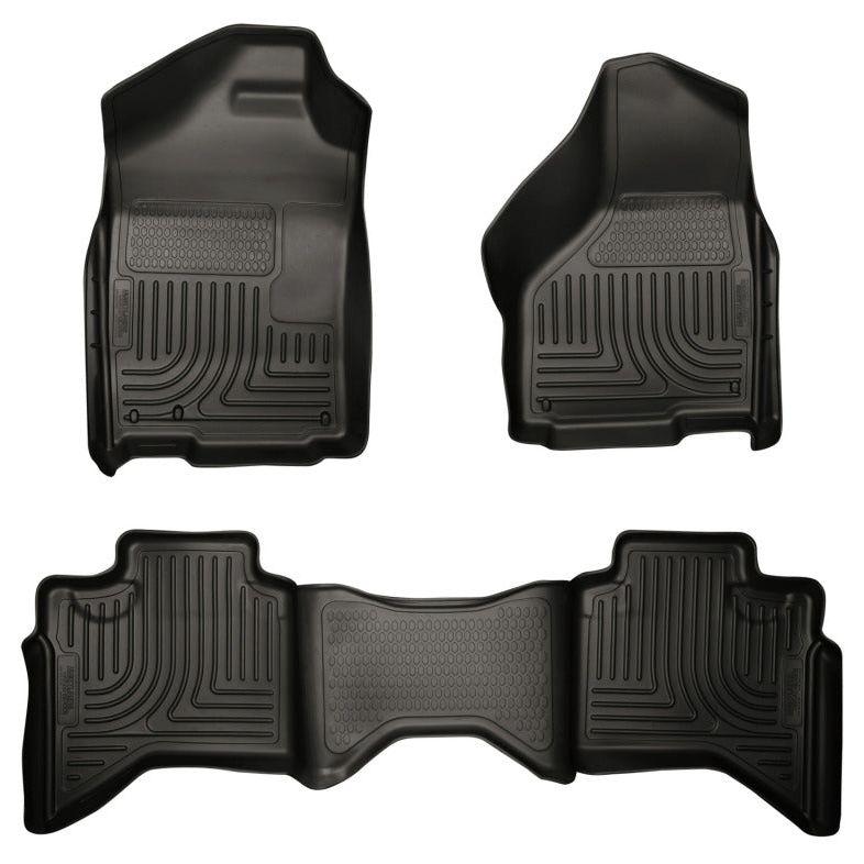 Husky Liners 03-08 Dodge Ram 1500/2500/3500 Quad Cab WeatherBeater Combo Black Floor Liners-Floor Mats - Rubber-Husky Liners-HSL98031-SMINKpower Performance Parts